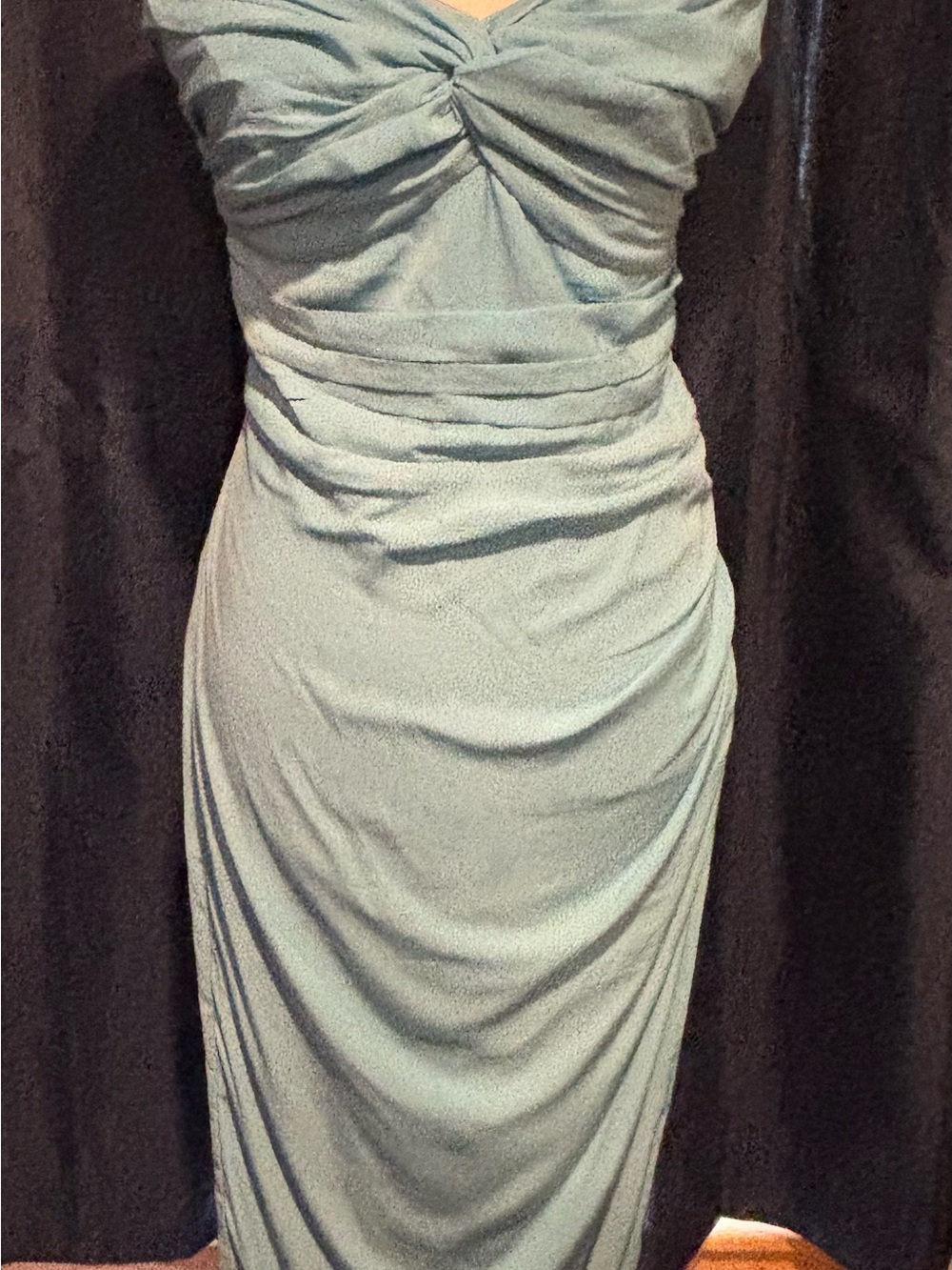 Abercrombie & Fitch Light Blue Ruched Midi Dress
